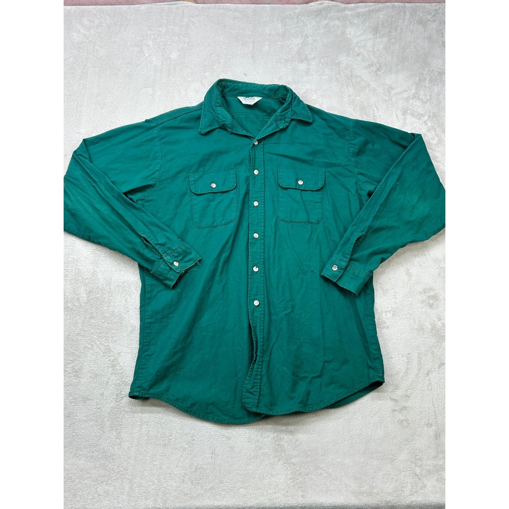 Vintage Five Brother Flannel Mens XL Tall Green Heavy Button Down Made in USA